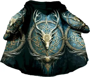 Symbol Tattoo Raven Odin Viking Overcoat 3D All Over Print Thick Warm Hooded Cloak Men Windproof Fleece Jacket