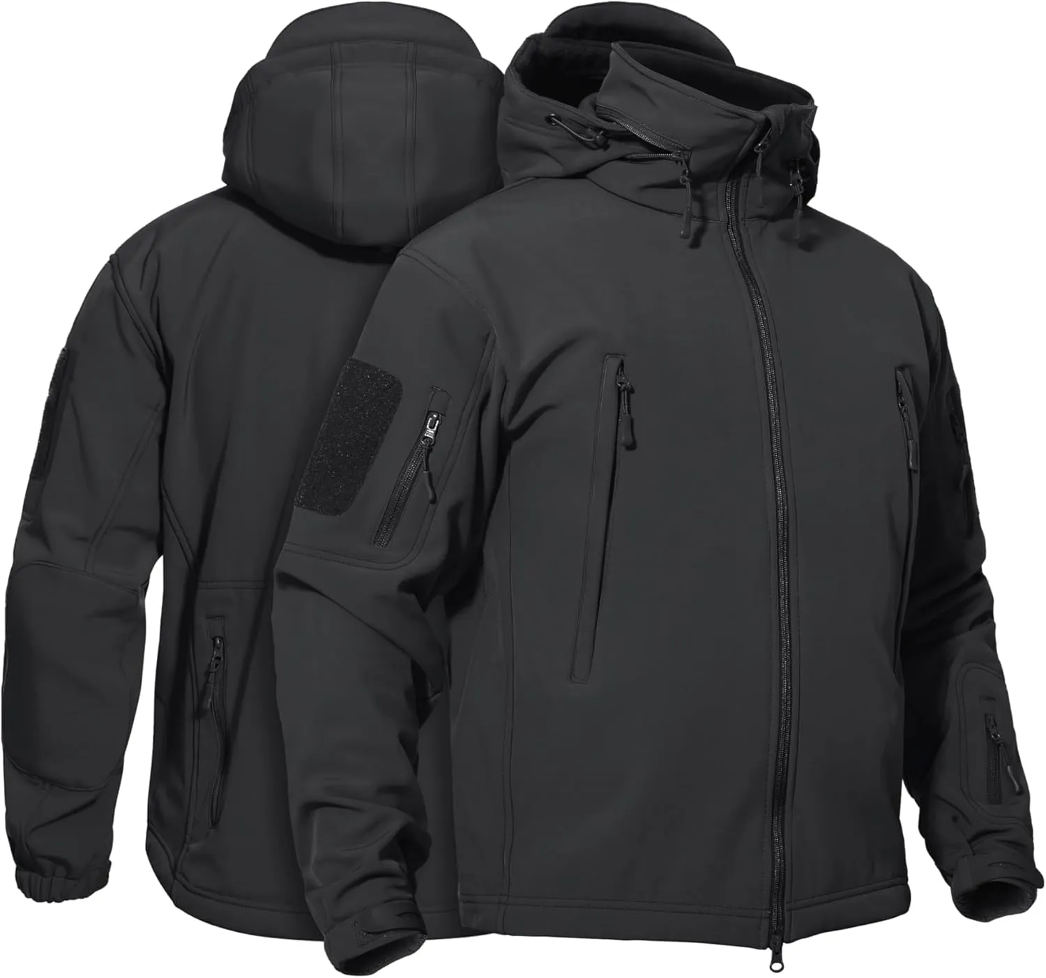 TACVASEN Men's Fleece Lined Tactical Jacket Waterproof Military Hoodie Winter Softshell Jacket Rain Coat Warm Hiking Hunting