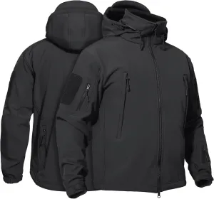 TACVASEN Men's Fleece Lined Tactical Jacket Waterproof Military Hoodie Winter Softshell Jacket Rain Coat Warm Hiking Hunting