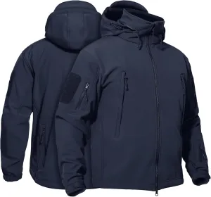 TACVASEN Men's Fleece Lined Tactical Jacket Waterproof Military Hoodie Winter Softshell Jacket Rain Coat Warm Hiking Hunting