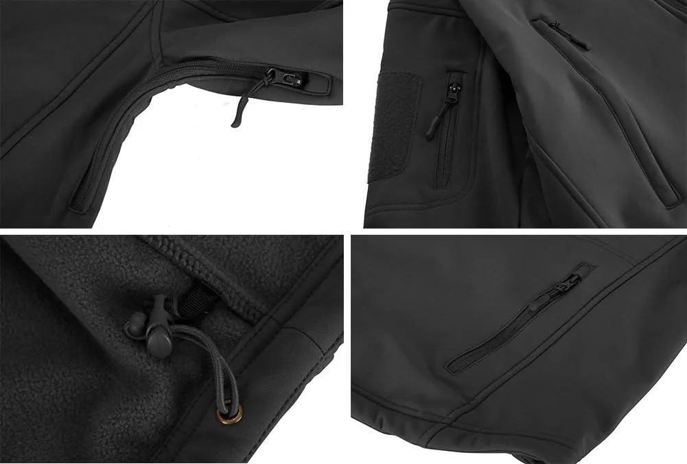 TACVASEN Men's Fleece Lined Tactical Jacket Waterproof Military Hoodie Winter Softshell Jacket Rain Coat Warm Hiking Hunting