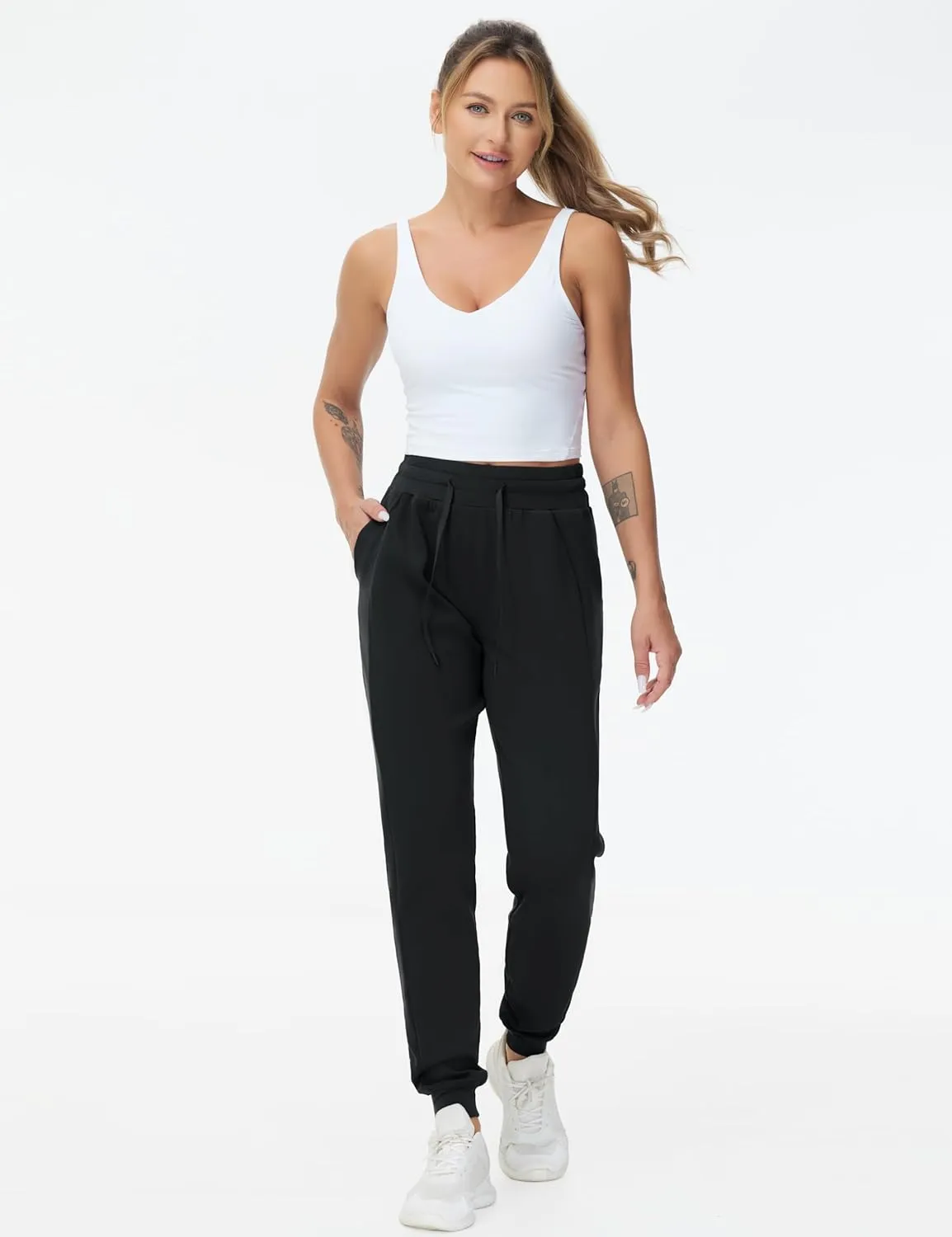 THE GYM PEOPLE Women's Workout Joggers Leggings Drawstring Running Lounge Sweatpants Tapered Pants with Pockets