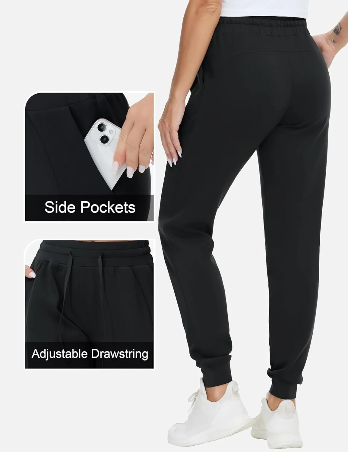 THE GYM PEOPLE Women's Workout Joggers Leggings Drawstring Running Lounge Sweatpants Tapered Pants with Pockets