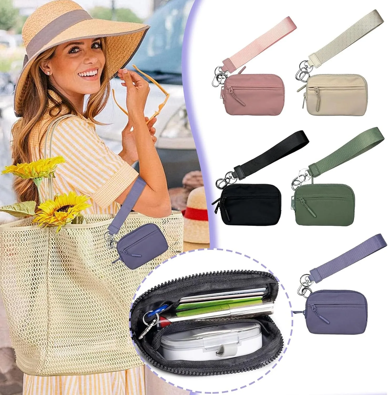 The Iris' Wallet 2nd Gen, 63.6" The Iris Pouch Wristlet, Zippered Card Case With Id Window/Hand strap,Wristlet Wallets for Women,Pouch Wallet (C)
