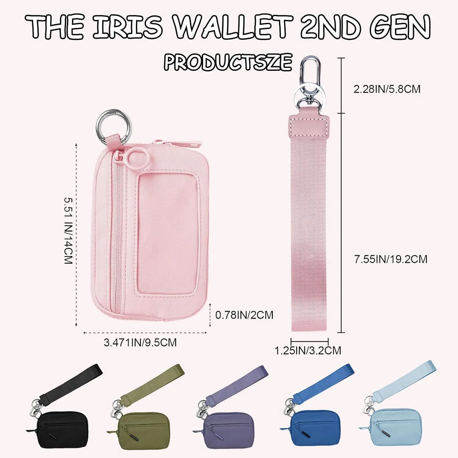 The Iris' Wallet 2nd Gen,Zippered Card Case With Id Window/Hand strapIris Pouch,Women's Wristlet Handbags (green)