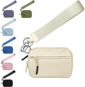 The Iris' Wallet 2nd Gen,Zippered Card Case With Id Window/Hand strapIris Pouch,Women's Wristlet Handbags (white)