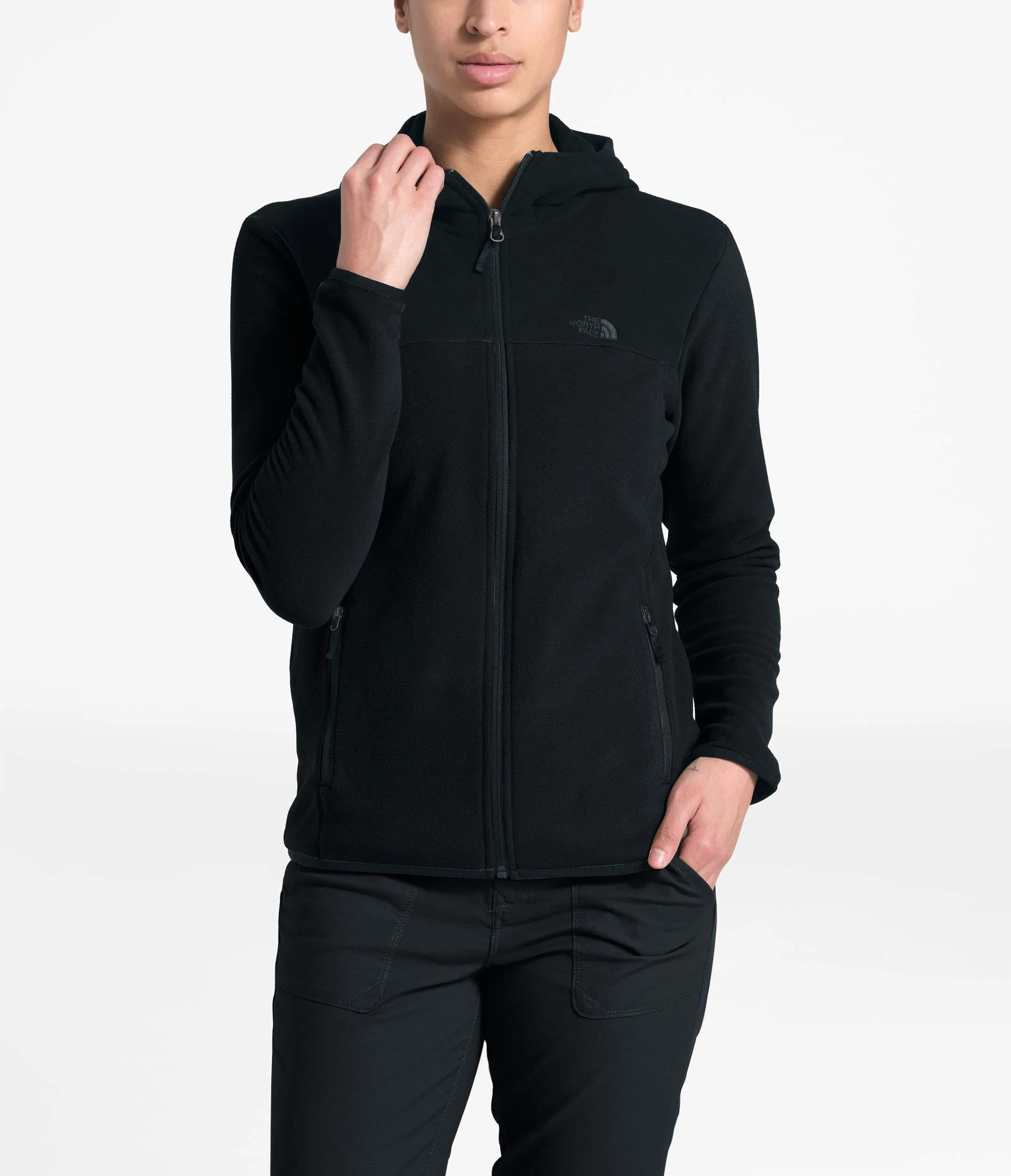 The North Face Women's TKA Glacier Full Zip Hoodie, TNF Black/TNF Black, L