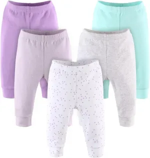 The Peanutshell 5 Pack Baby Girl Pants Set - 100% Cotton Toddler Pants for Girls, 0-24 Months for Toddlers & Babies - Pastel