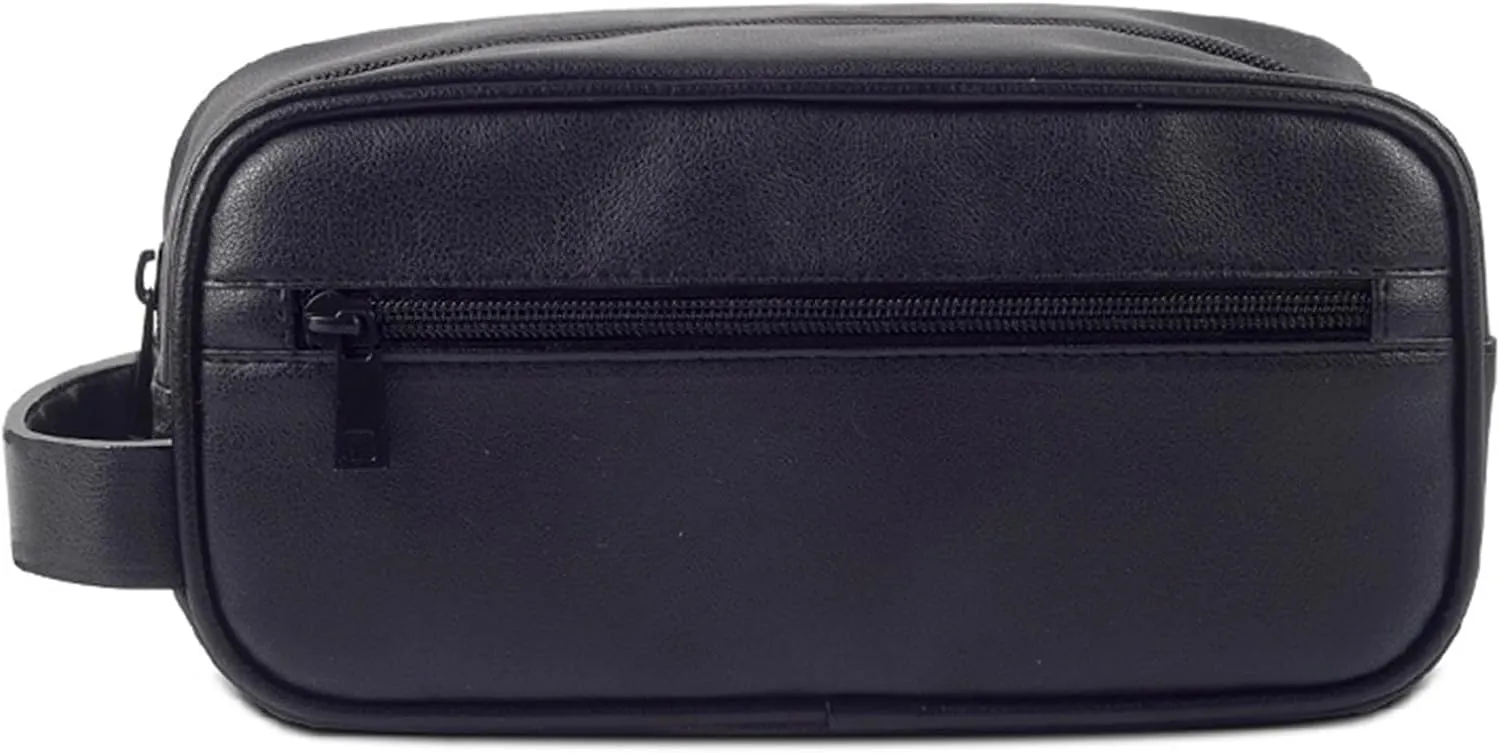 Toiletry Bag for Men, Large Capacity, Mutifunctional, Mens Travel Bag Toiletries Organizer Case for Grooming, Water-resistant, PU Leather, Cosmetic Bag, Small Dopp Kit Shaving Bag Black