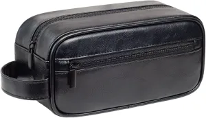 Toiletry Bag for Men, Large Capacity, Mutifunctional, Mens Travel Bag Toiletries Organizer Case for Grooming, Water-resistant, PU Leather, Cosmetic Bag, Small Dopp Kit Shaving Bag Black