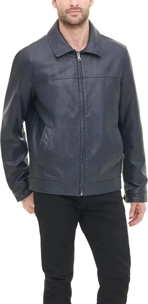 Tommy Hilfiger Men's Classic Faux Leather Laydown Collar Jacket