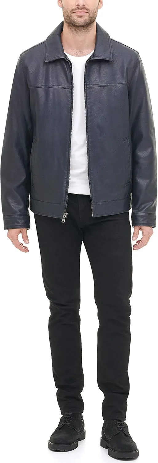 Tommy Hilfiger Men's Classic Faux Leather Laydown Collar Jacket