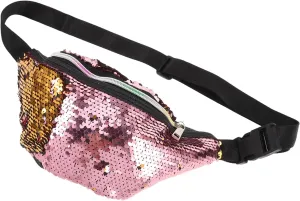 Toyvian Cute Women's Sequin Waist Bag Adjustable Mermaid Glitter Crossbody Bag for Sports Travel