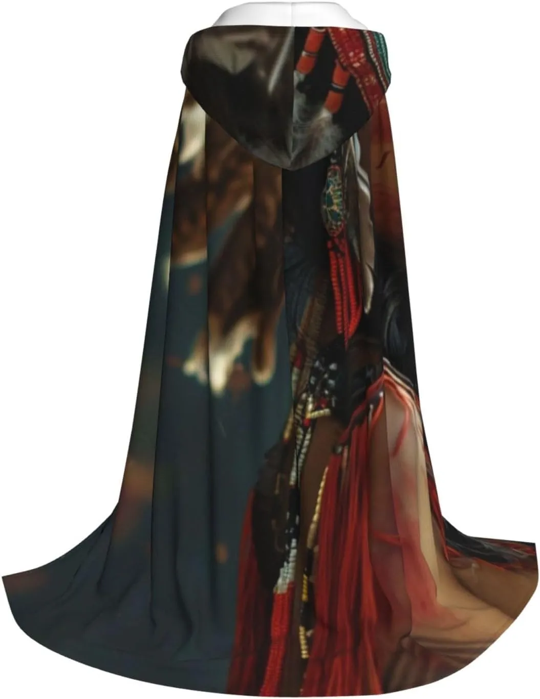 Unisex Hooded Robe Cloak, native american - Adults' Lightweight Cloak for Halloween Cosplay Costumes -