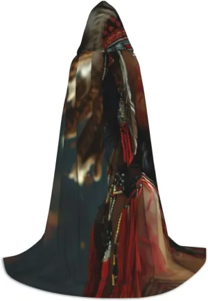 Unisex Hooded Robe Cloak, native american - Adults' Lightweight Cloak for Halloween Cosplay Costumes -