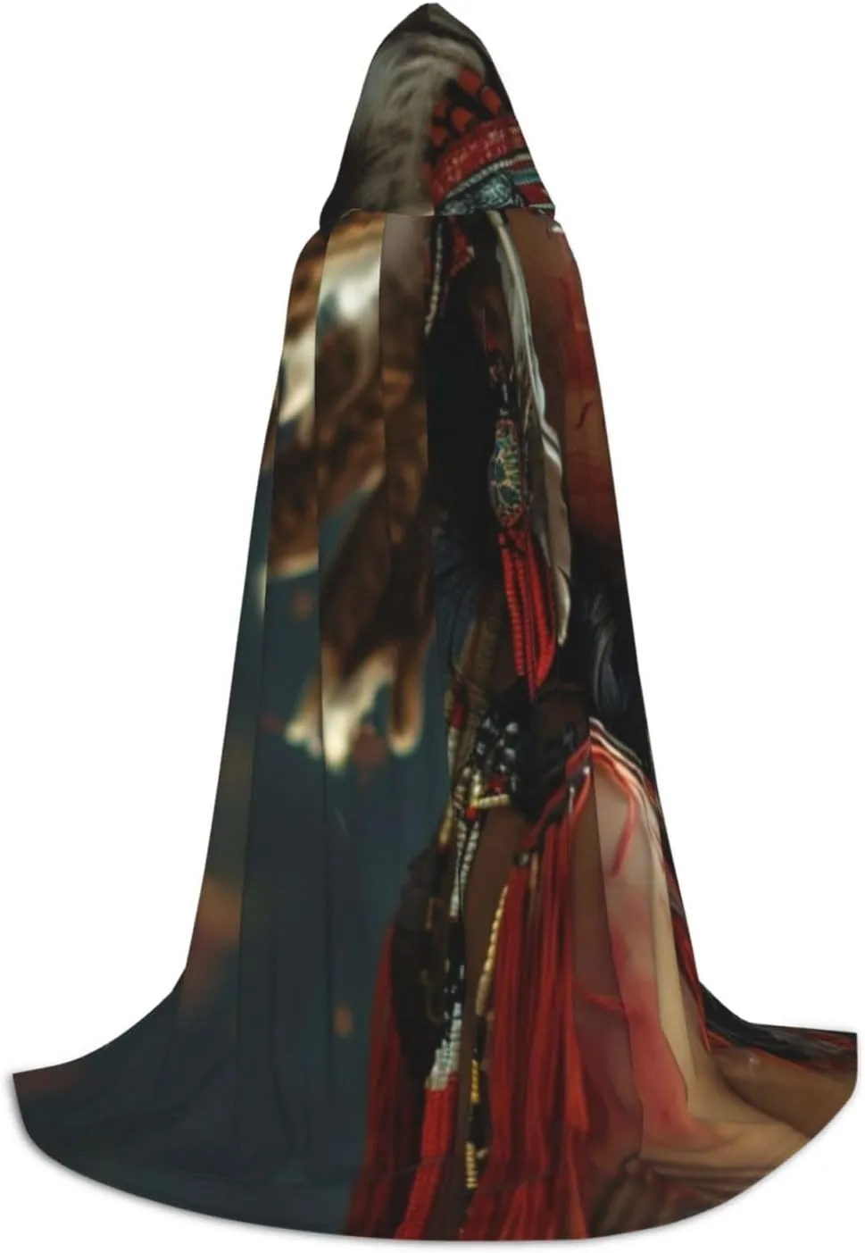 Unisex Hooded Robe Cloak, native american - Adults' Lightweight Cloak for Halloween Cosplay Costumes -
