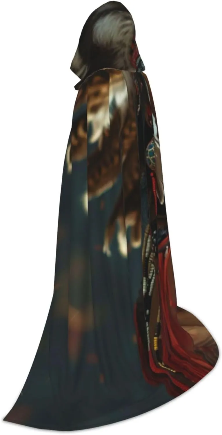 Unisex Hooded Robe Cloak, native american - Adults' Lightweight Cloak for Halloween Cosplay Costumes -