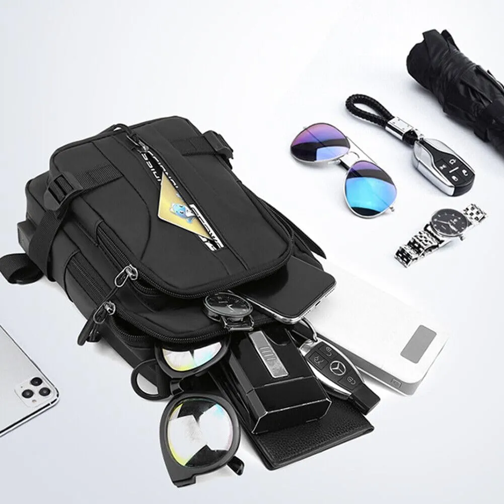 US Waterproof Men Women Sling Bag Chest Fanny Cross Travel Shoulder Backpack (1 Pack,Black)