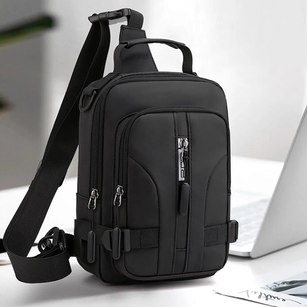 US Waterproof Men Women Sling Bag Chest Fanny Cross Travel Shoulder Backpack (1 Pack,Black)