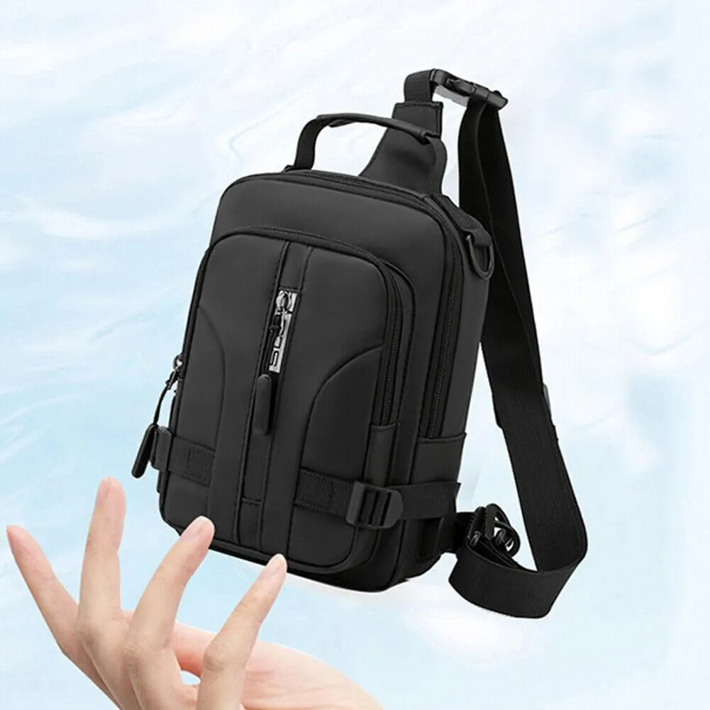 US Waterproof Men Women Sling Bag Chest Fanny Cross Travel Shoulder Backpack (1 Pack,Black)