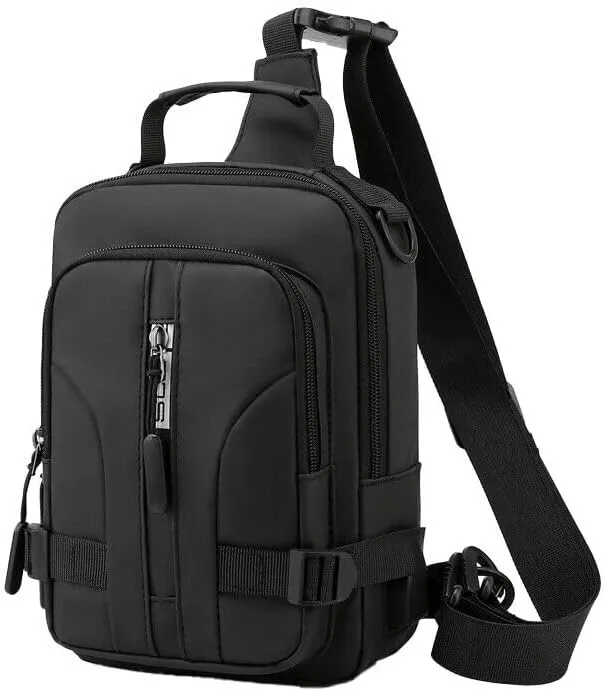 US Waterproof Men Women Sling Bag Chest Fanny Cross Travel Shoulder Backpack (1 Pack,Black)