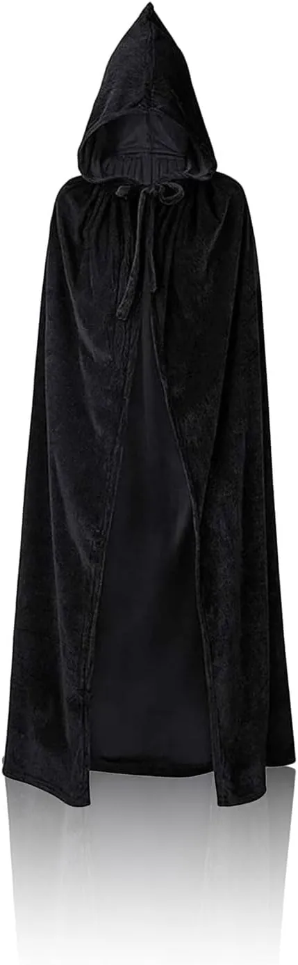 Velvet Hooded Cloak - Medieval Renaissance Wedding Cape with Satin Lining, Floor-Length Winter Cloak
