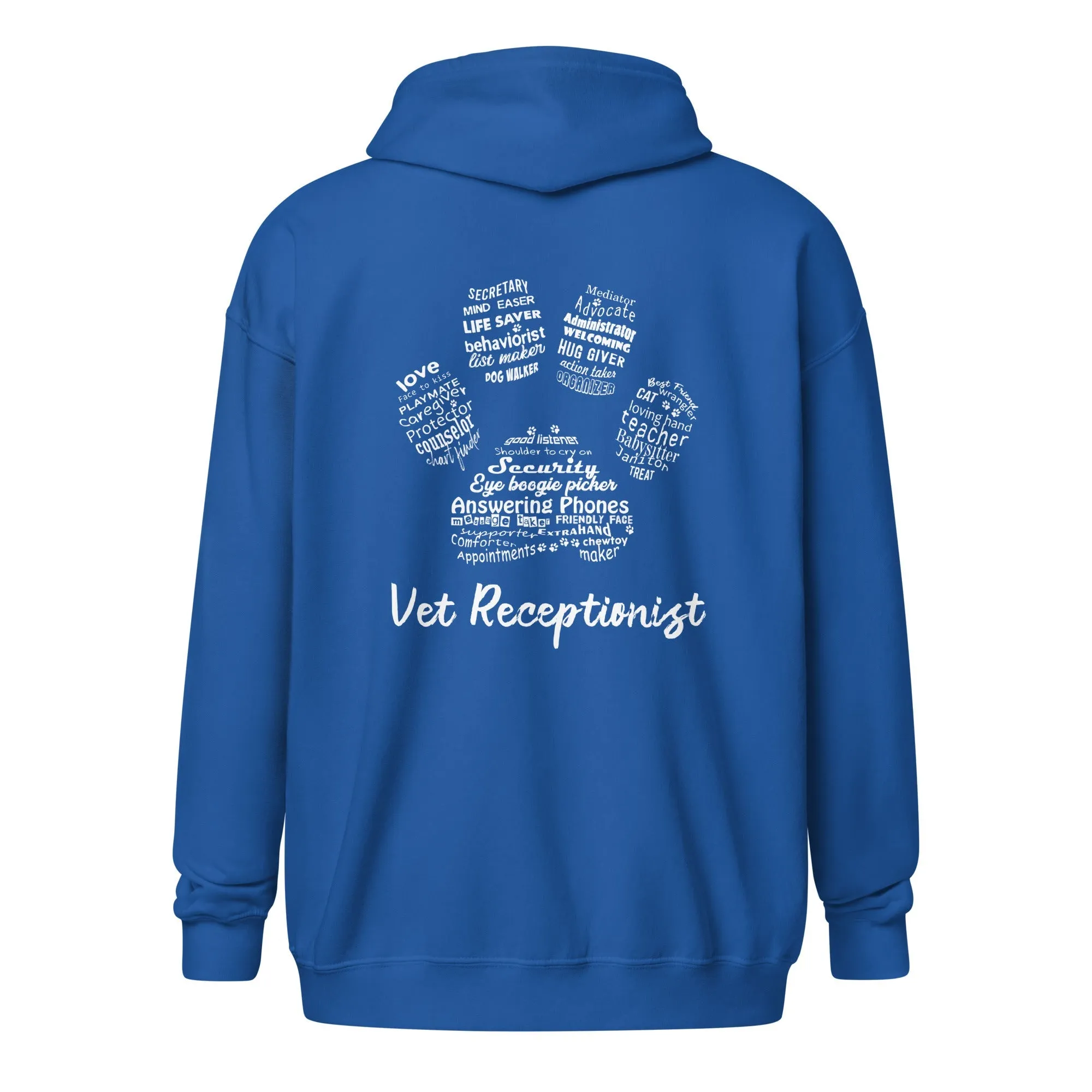 Vet Receptionist Pawprint Unisex Zip Hoodie