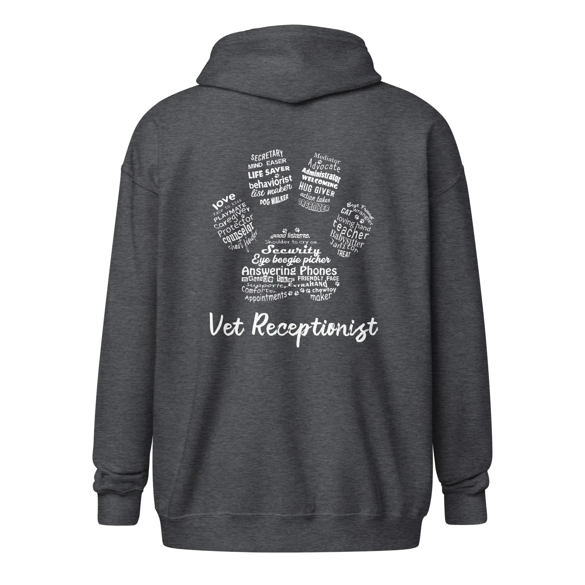 Vet Receptionist Pawprint Unisex Zip Hoodie