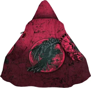 Viking Mens Trench Coat Mid Length Winter Fluffy Thick Harajuku Cardigan Jacket 3D Print Ravens of Midgard Sherpa Coat