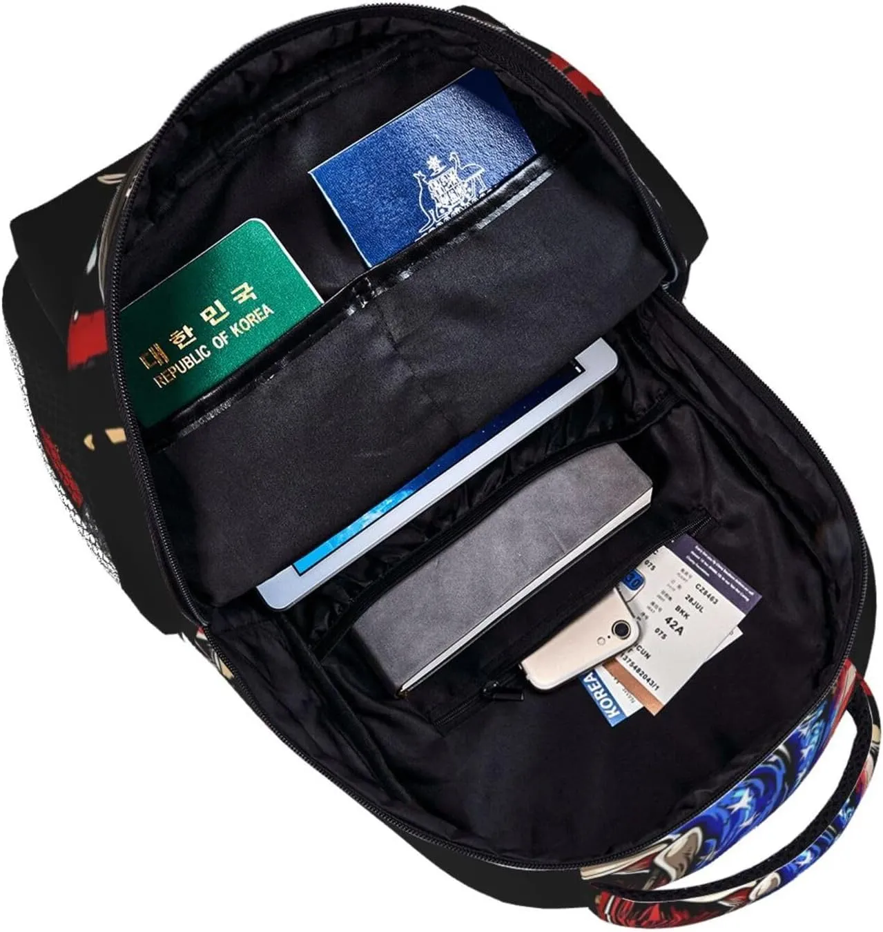 Vintage Fishing American Flag Bass Fishing Fisher Backpack Casual Pack Bag Laptop Backpack With Side Pocket Front Zipper Pocket Bookpack Travel Daypack Picnic Rucksack
