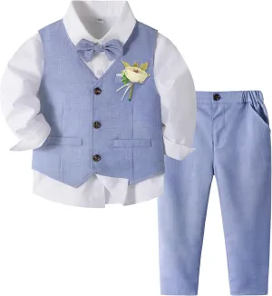Volunboy Baby Boys Formal Wedding Ring Bearer Outfits Toddler Gentleman Bowtie Vest Guest Suits Dress Shirt Pants Set