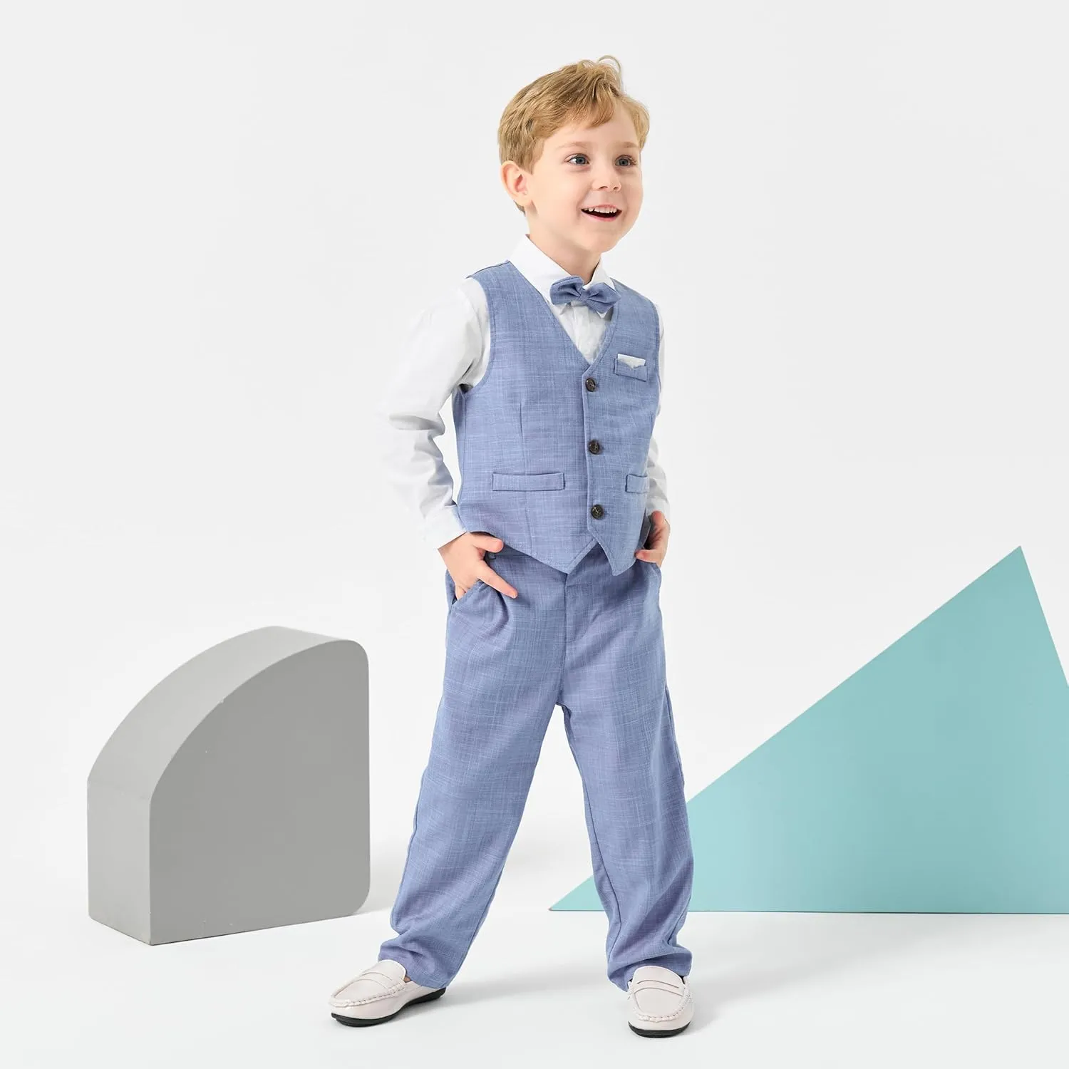 Volunboy Baby Boys Formal Wedding Ring Bearer Outfits Toddler Gentleman Bowtie Vest Guest Suits Dress Shirt Pants Set