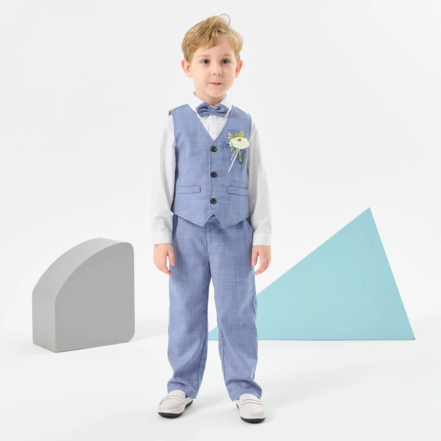 Volunboy Baby Boys Formal Wedding Ring Bearer Outfits Toddler Gentleman Bowtie Vest Guest Suits Dress Shirt Pants Set