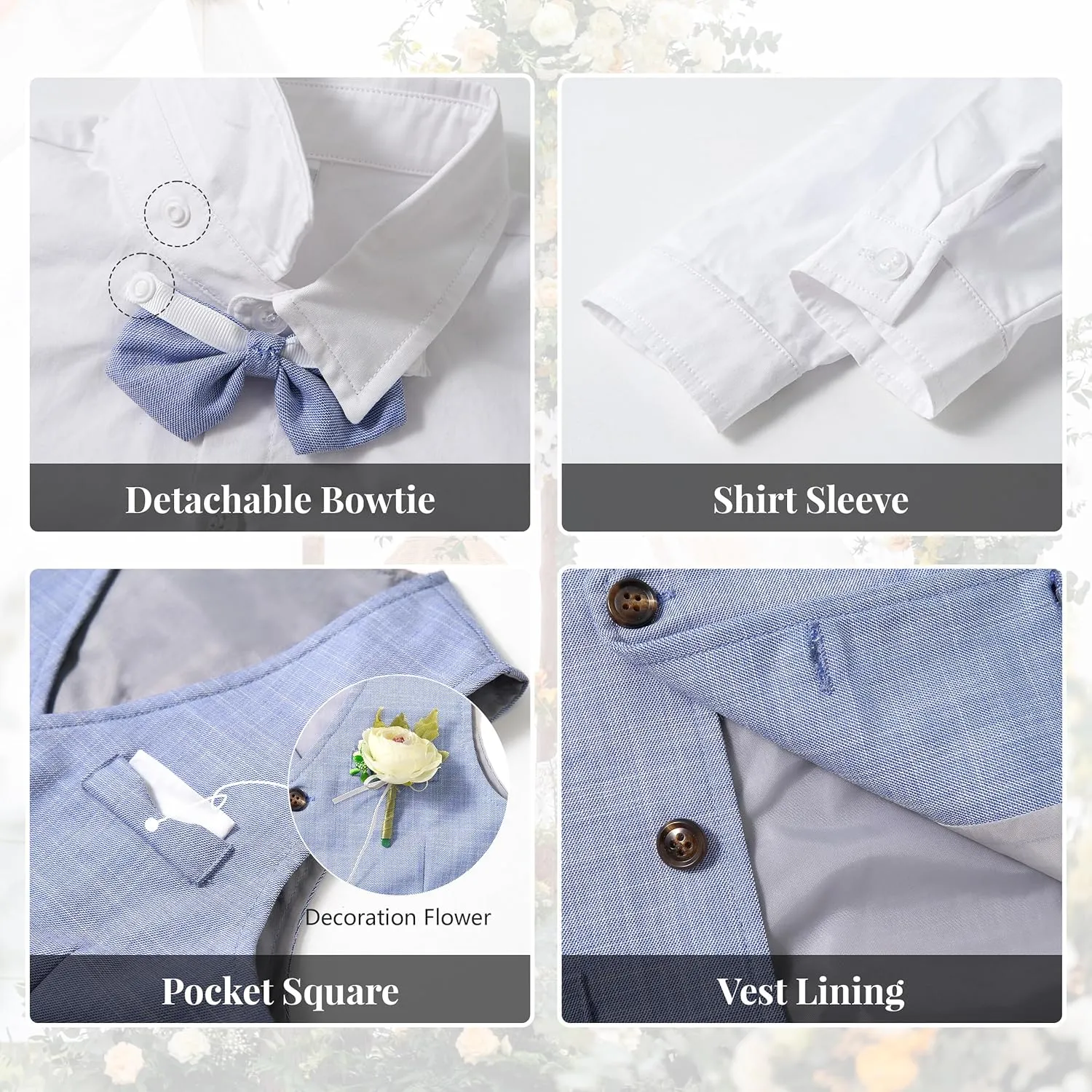Volunboy Baby Boys Formal Wedding Ring Bearer Outfits Toddler Gentleman Bowtie Vest Guest Suits Dress Shirt Pants Set