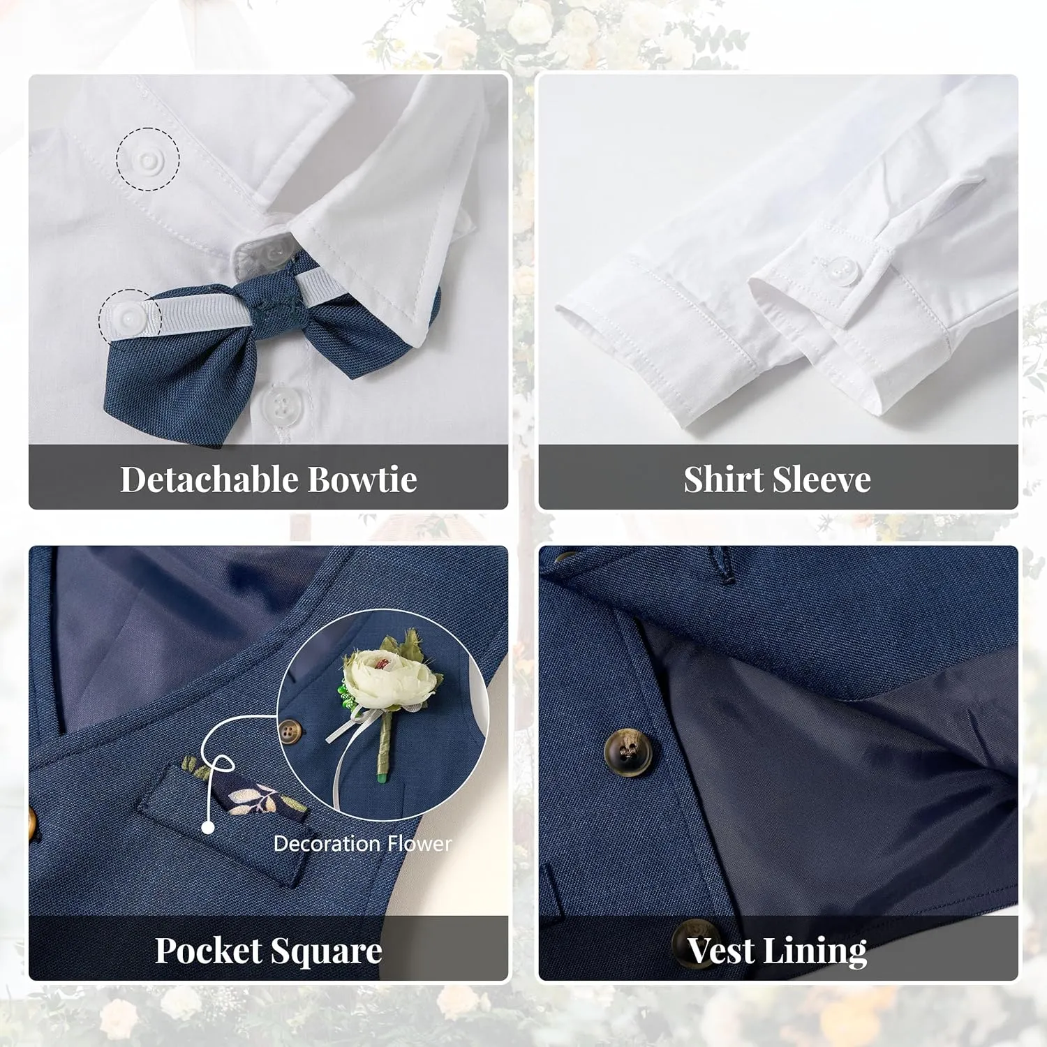 Volunboy Baby Boys Formal Wedding Ring Bearer Outfits Toddler Gentleman Bowtie Vest Guest Suits Dress Shirt Pants Set