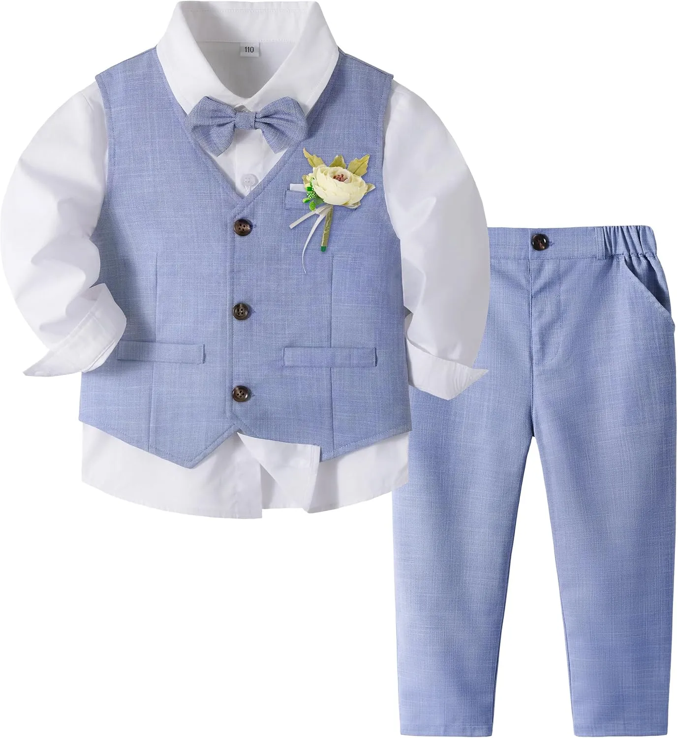 Volunboy Baby Boys Formal Wedding Ring Bearer Outfits Toddler Gentleman Bowtie Vest Guest Suits Dress Shirt Pants Set