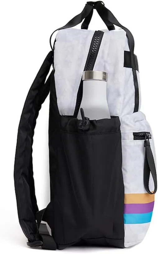 VOORAY 19L Katie Backpack, Large - Travel, Gym & Sports Backpack Wild Desert, White Floral Retro Stripe