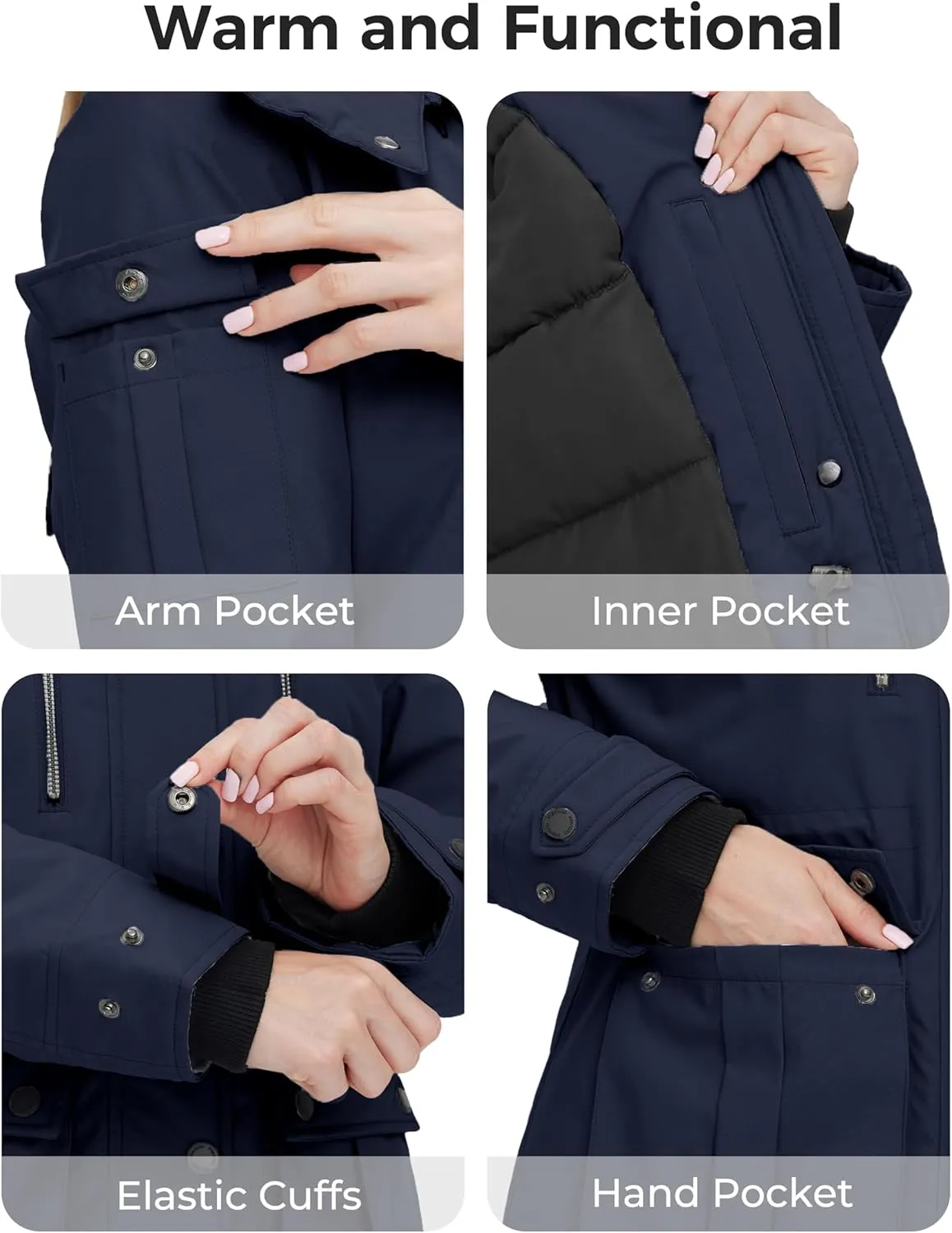 wantdo Women's Quilted Winter Coat Warm Puffer Jacket Thicken Parka with Removable Hood