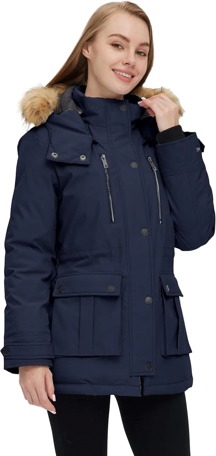 wantdo Women's Quilted Winter Coat Warm Puffer Jacket Thicken Parka with Removable Hood