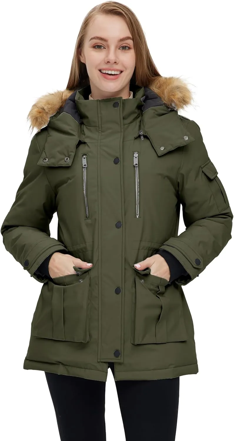 wantdo Women's Quilted Winter Coat Warm Puffer Jacket Thicken Parka with Removable Hood