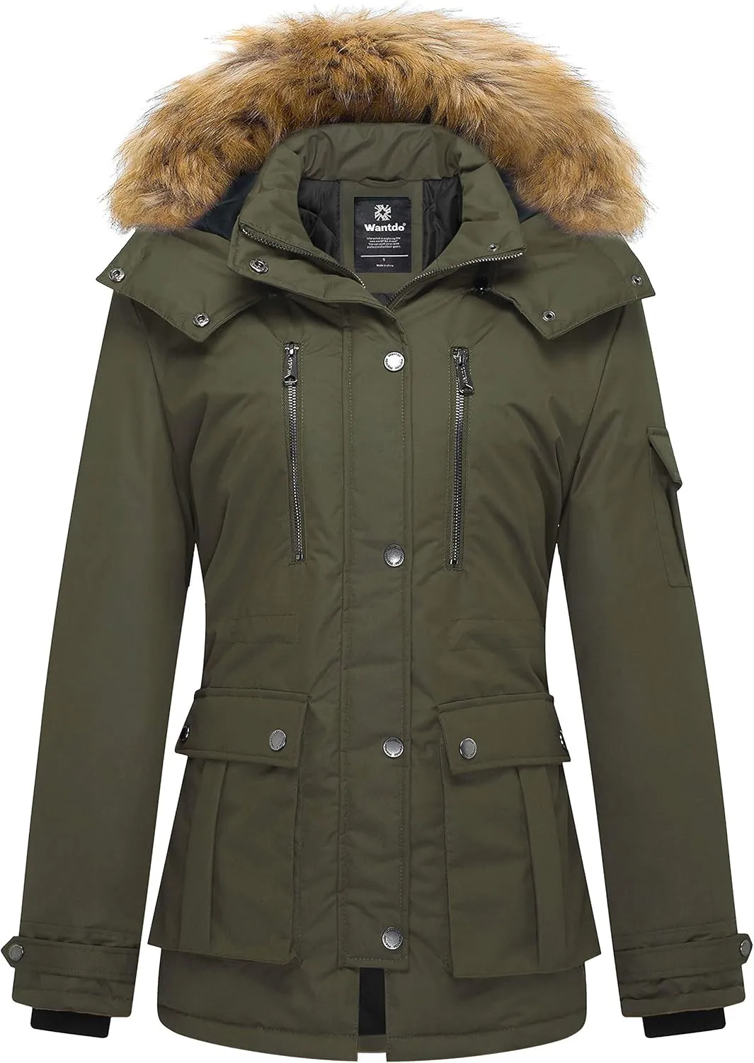 wantdo Women's Quilted Winter Coat Warm Puffer Jacket Thicken Parka with Removable Hood