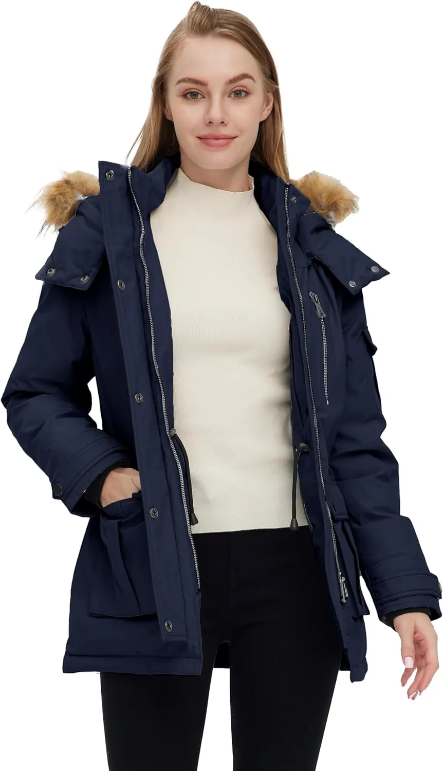 wantdo Women's Quilted Winter Coat Warm Puffer Jacket Thicken Parka with Removable Hood