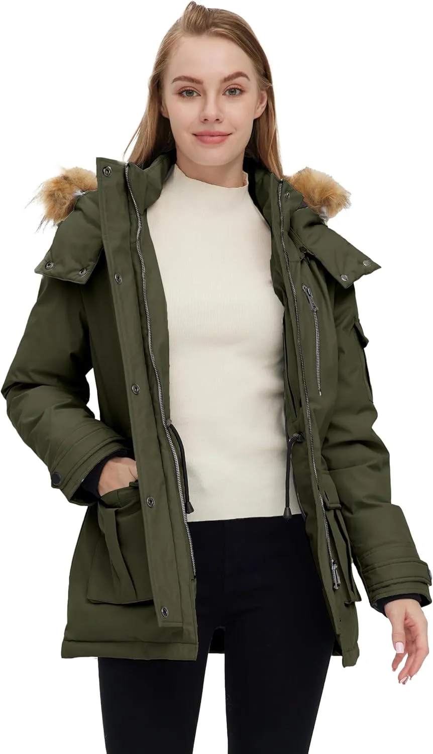 wantdo Women's Quilted Winter Coat Warm Puffer Jacket Thicken Parka with Removable Hood