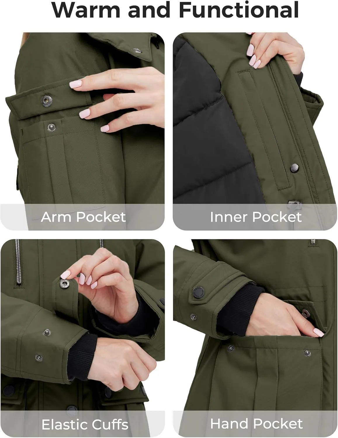wantdo Women's Quilted Winter Coat Warm Puffer Jacket Thicken Parka with Removable Hood