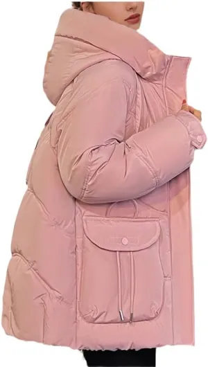 White Women Winter Casual Parkas Korean Hooded Bread Down Jacket Thick Loose Warm Cotton Padded Jacket Coat Outwear