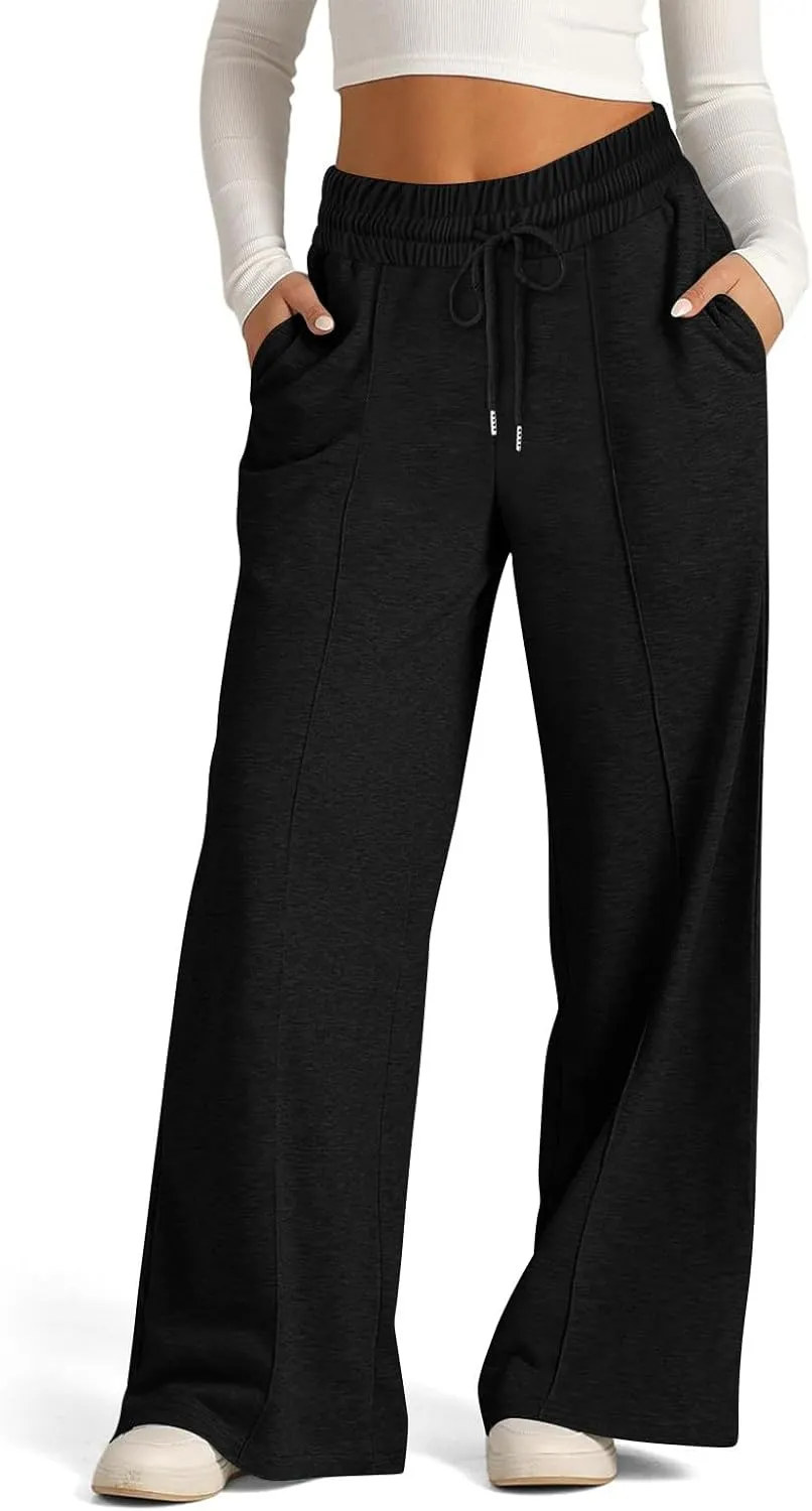 Wide Leg Sweatpants for Women Casual High Waist Active Joggers Trousers Comfy Athletic Workout Gym Sweat Pant