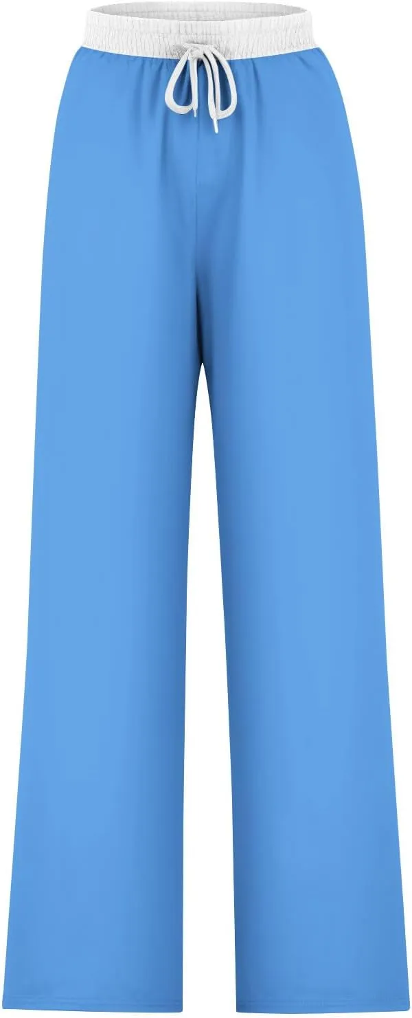 Wide Leg Sweatpants for Women Casual High Waist Active Joggers Trousers Comfy Athletic Workout Gym Sweat Pant