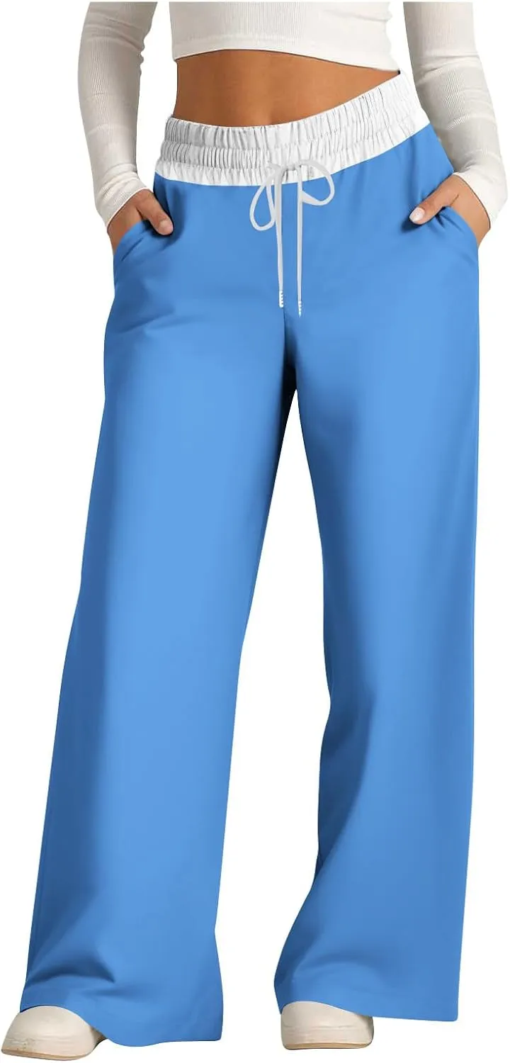 Wide Leg Sweatpants for Women Casual High Waist Active Joggers Trousers Comfy Athletic Workout Gym Sweat Pant