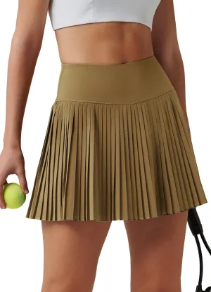 Willit Womens Pleated Tennis Skirts with Shorts Athletic Golf Skorts High Waisted Lightweight Zipper Pockets