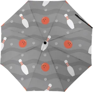 Windproof Travel Umbrellas for Rain,Sport Pattern Bowling Ball Durable & Compact Umbrella-Waterproof Canopy for Backpack, Purse, Portable, Umbrella for Travel
